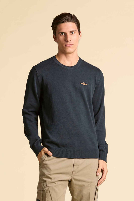 AERONAUTICA MILITARE | Maglia girocollo in cotone tinto filo