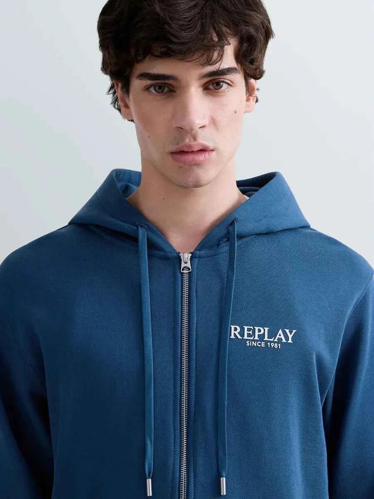 REPLAY | Felpa in cotone con zip e cappuccio TERRY