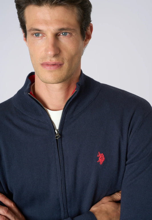 US POLO ASSN | Maglia cotone e cashmere collo a lupetto e chiusura zip