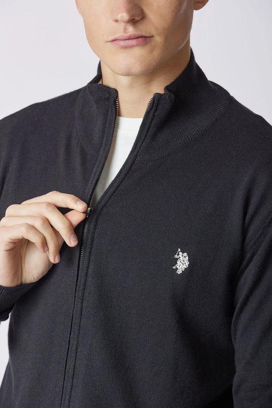 US POLO ASSN | Maglia cotone e cashmere collo a lupetto e chiusura zip