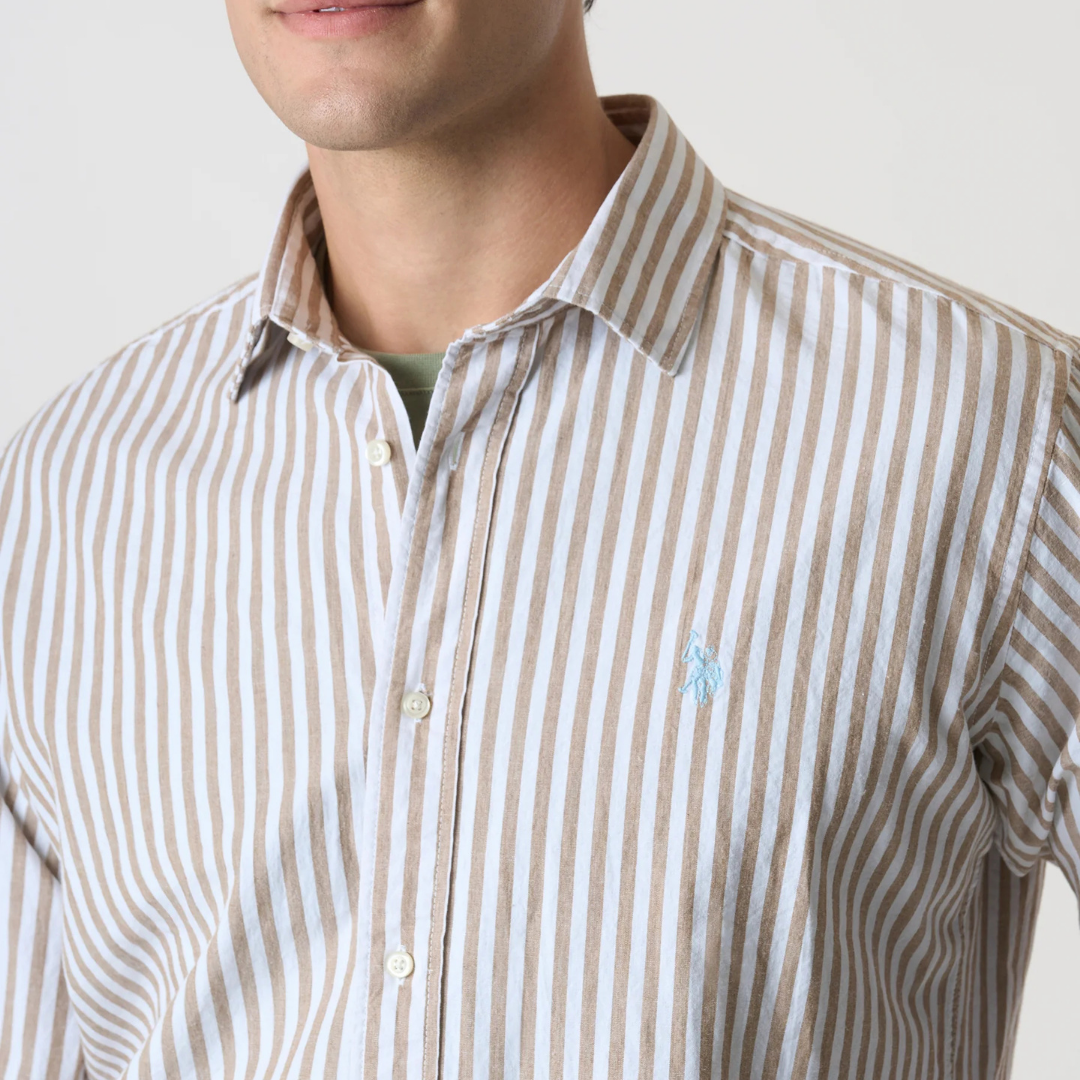 US POLO | Camicia in misto cotone e lino con logo - Proposta Legend