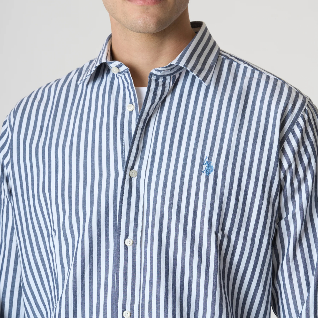 US POLO | Camicia in misto cotone e lino con logo - Proposta Legend