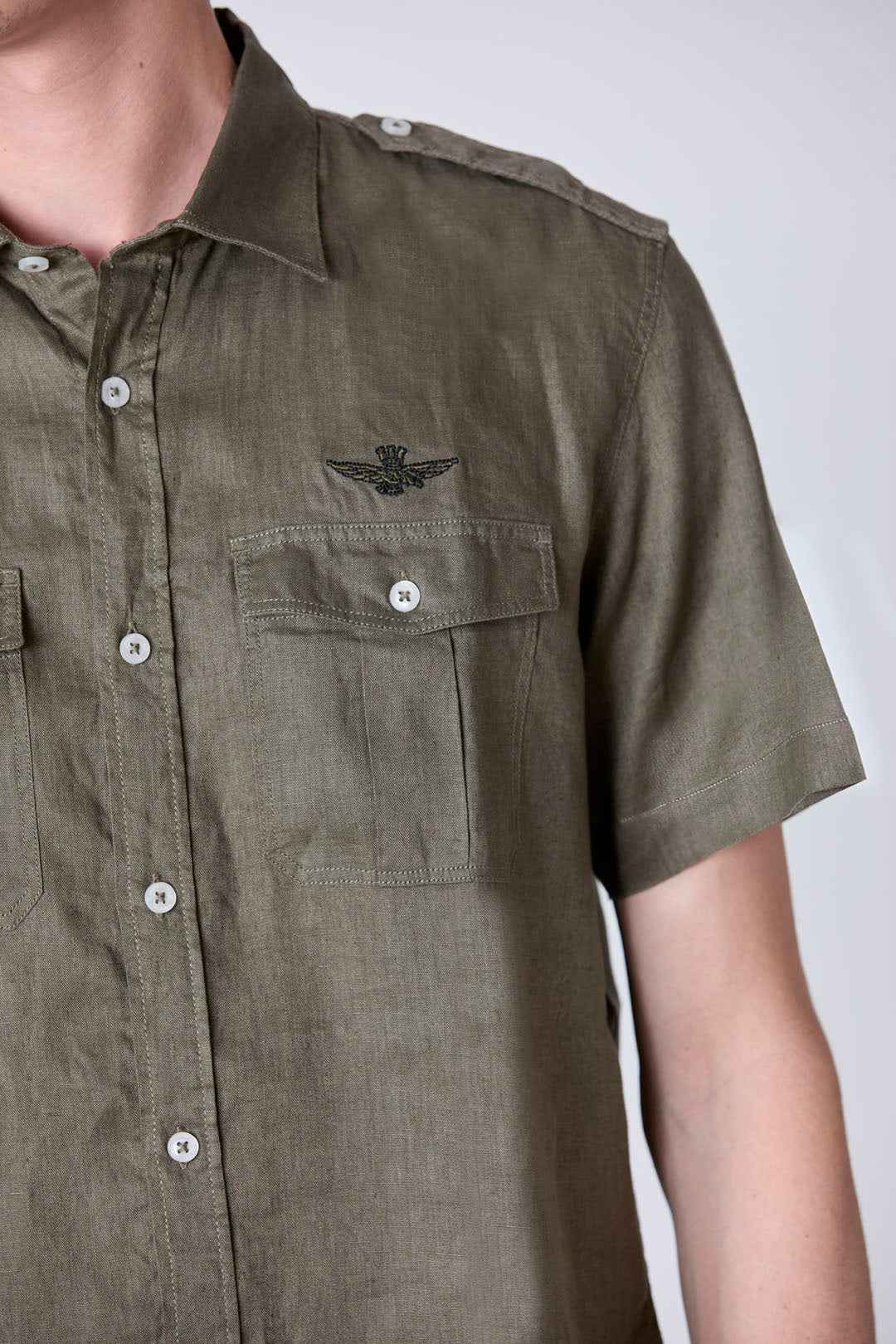 AERONAUTICA MILITARE | Camicia militare in lino con tasche