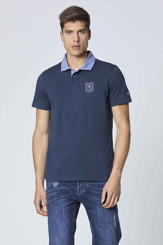 AERONAUTICA MILITARE | Polo in jersey con collo in chambray - Proposta Legend