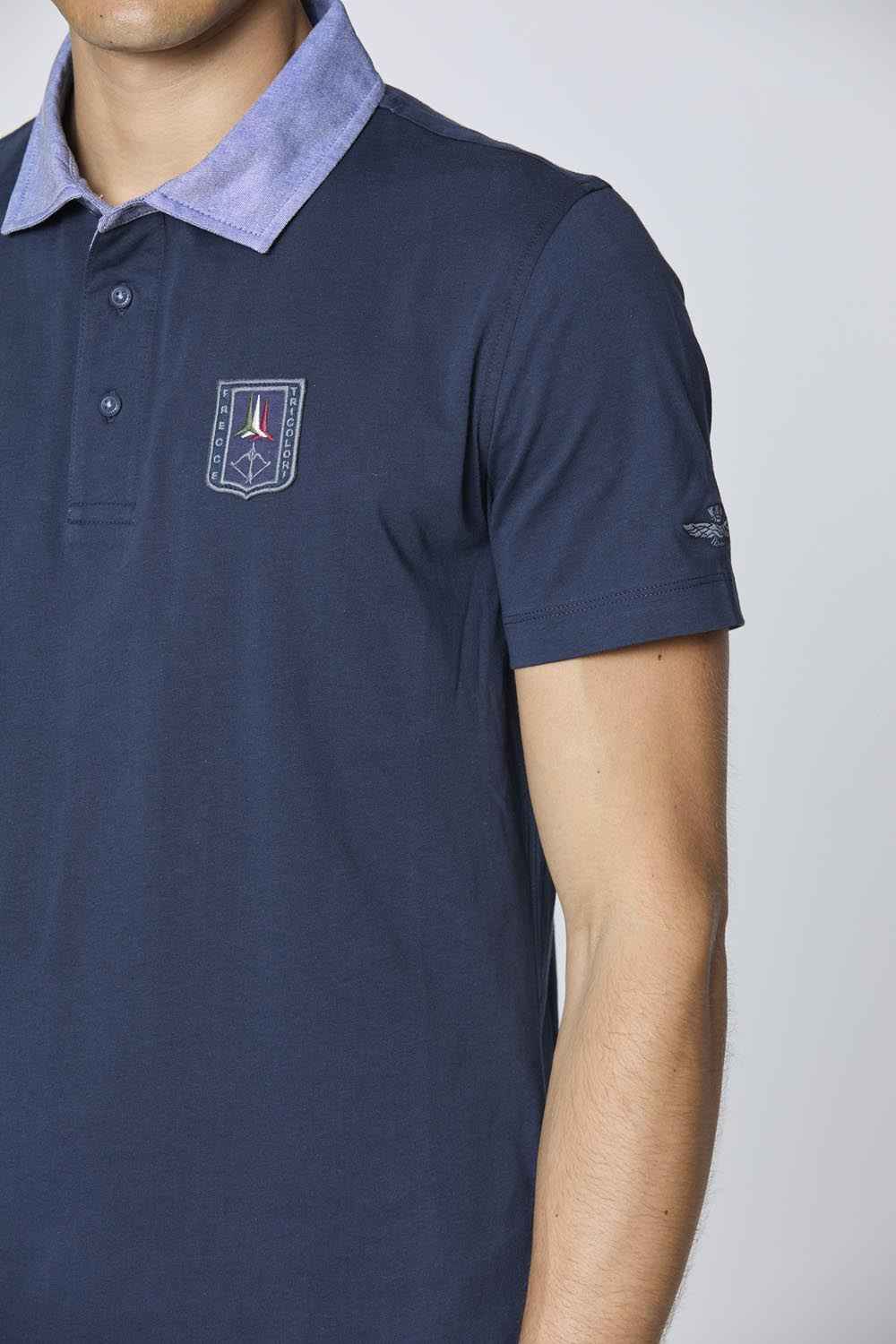 AERONAUTICA MILITARE | Polo in jersey con collo in chambray - Proposta Legend