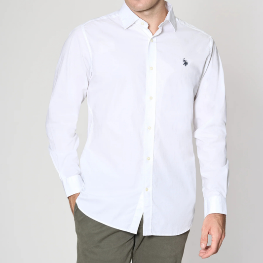 US POLO | Camicia in cotone stretch popeline slim fit con logo - Proposta Legend
