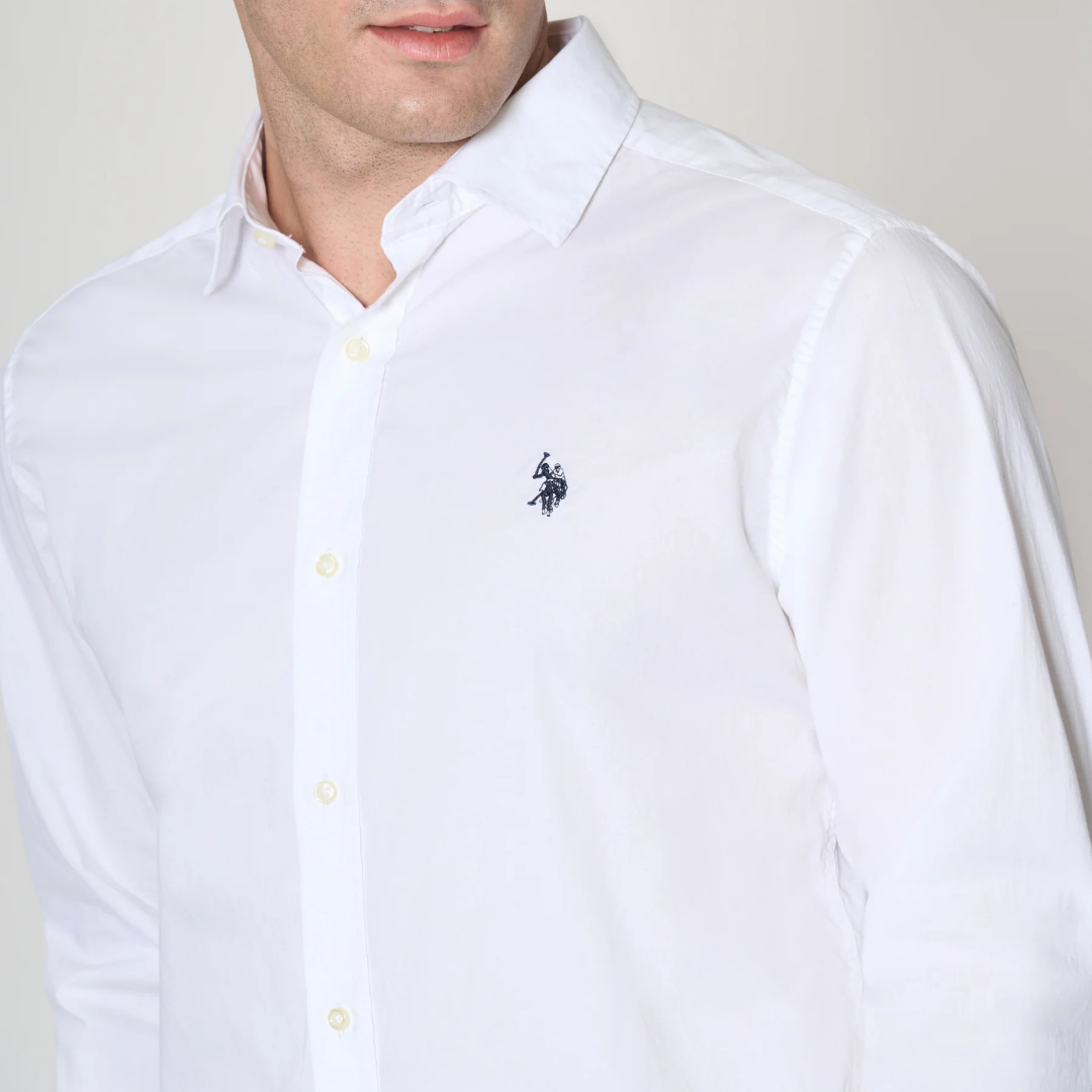 US POLO | Camicia in cotone stretch popeline slim fit con logo - Proposta Legend