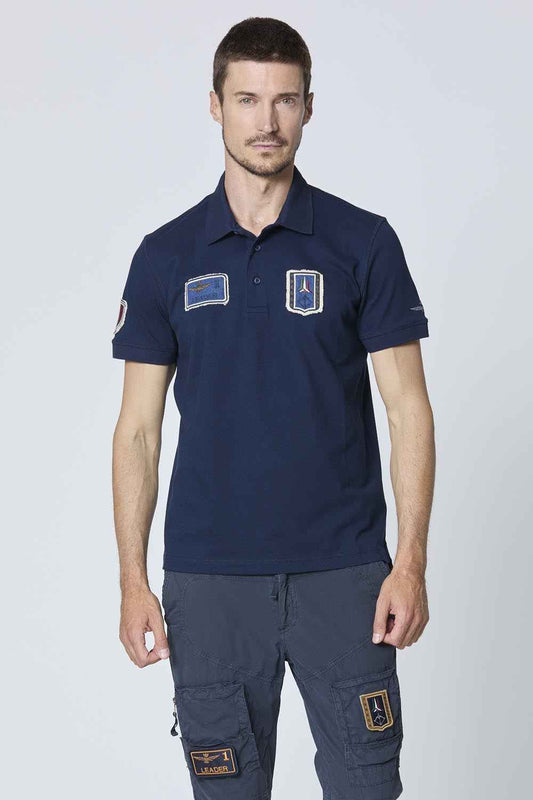 AERONAUTICA MILITARE | Polo manica corta con patch in denim