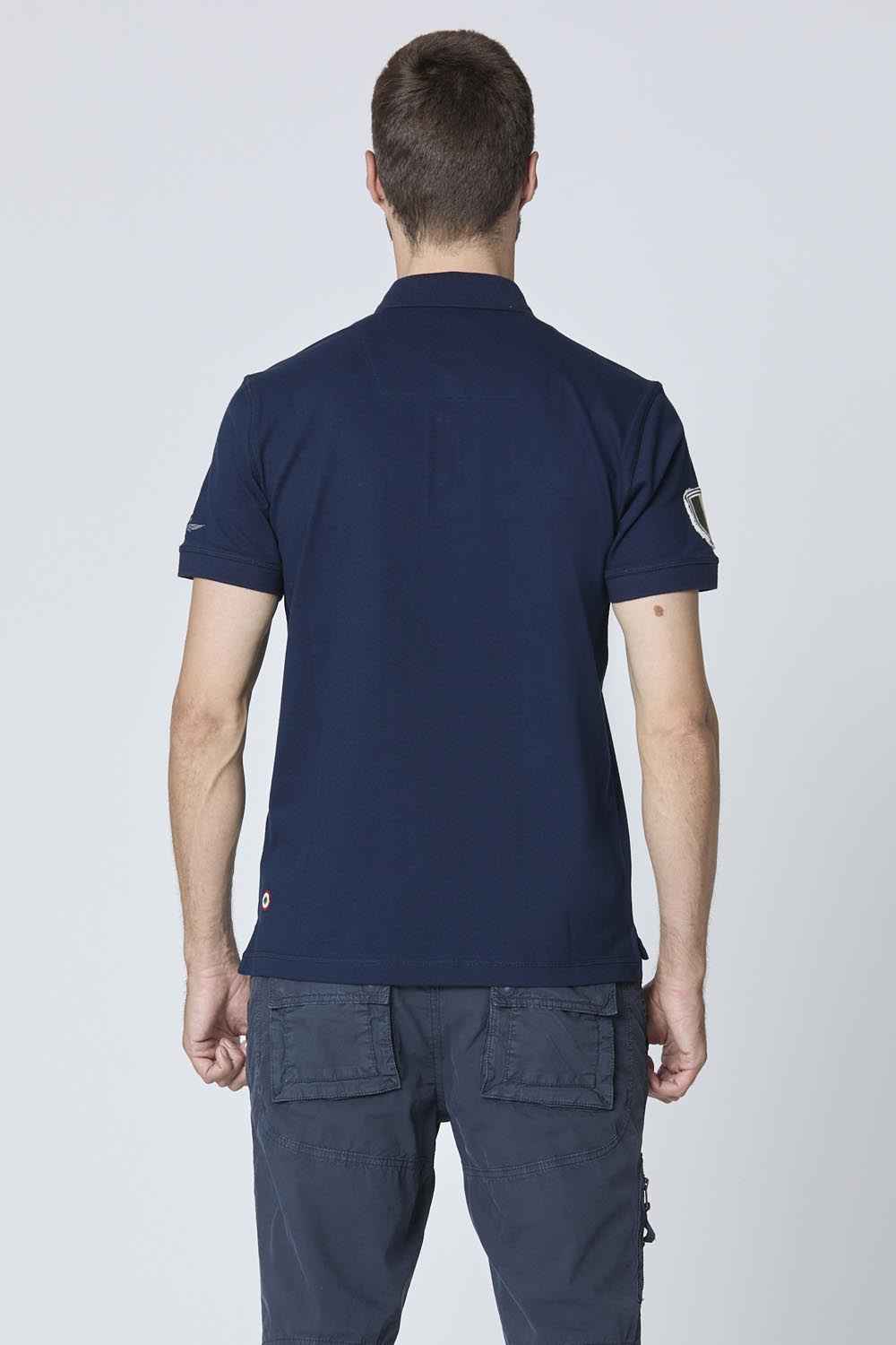 AERONAUTICA MILITARE | Polo manica corta con patch in denim