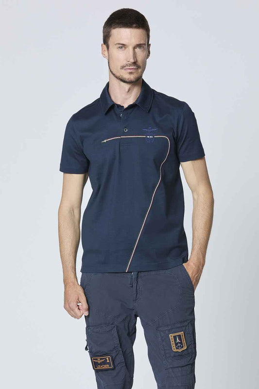 AERONAUTICA MILITARE | Polo in jersey con scie tricolori
