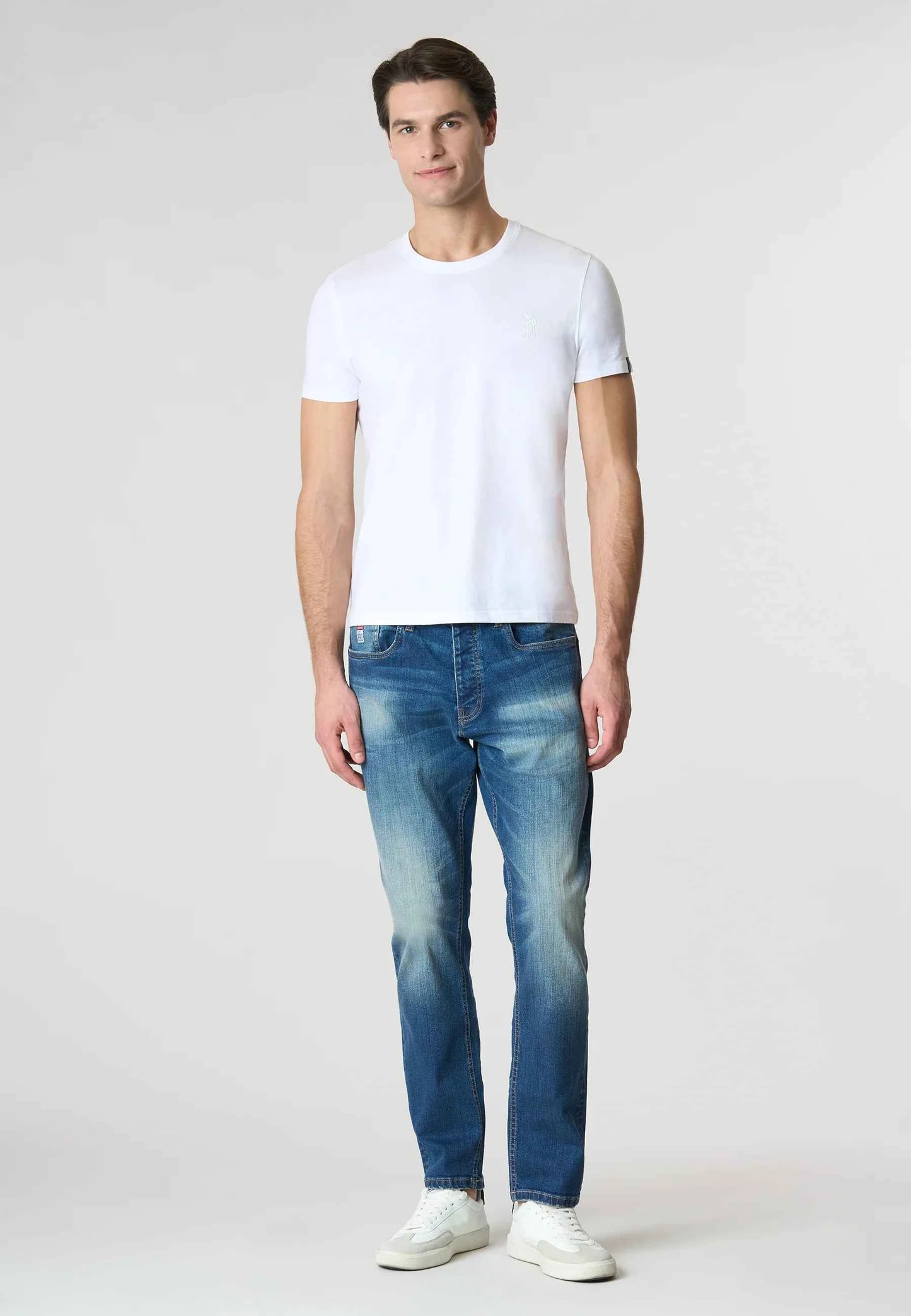 US POLO | T-shirt a maniche corte in cotone stretch con logo