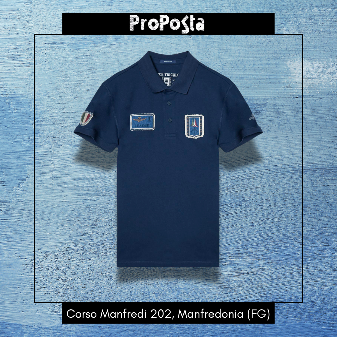 AERONAUTICA MILITARE | Polo manica corta con patch in denim - Proposta Legend