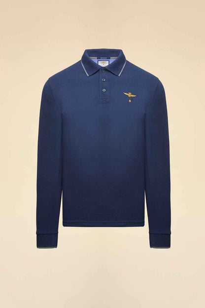 AERONAUTICA MILITARE | Polo basica manica lunga in cotone