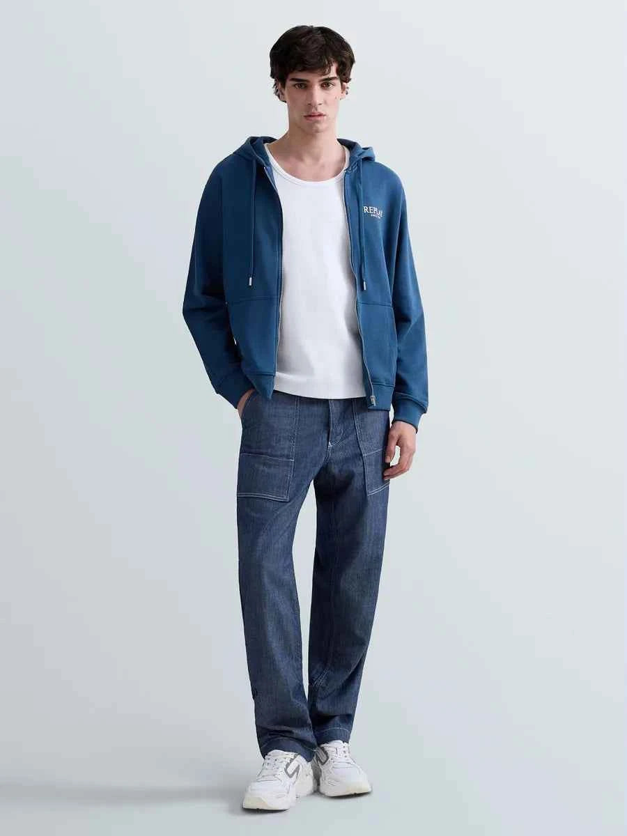 REPLAY | Felpa in cotone con zip e cappuccio TERRY