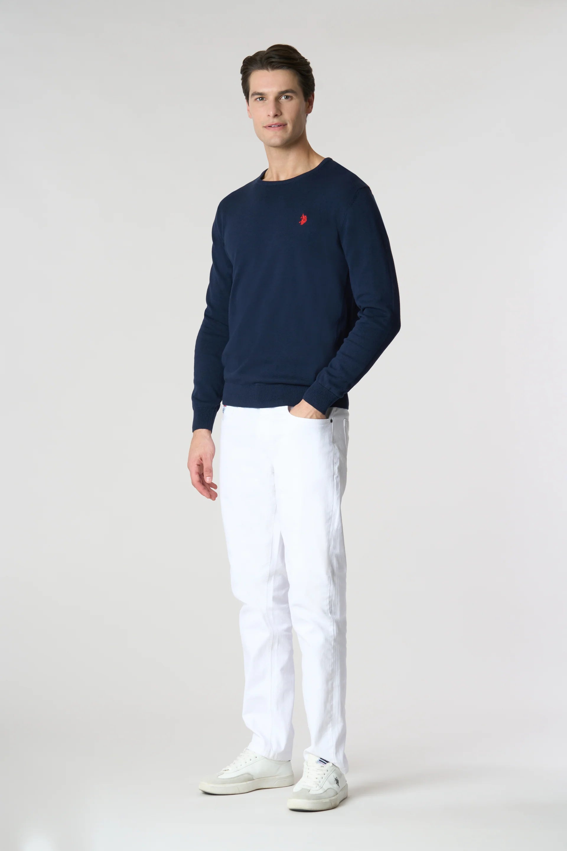 US POLO ASSN | Maglione girocollo in cotone con logo ricamato - Proposta Legend
