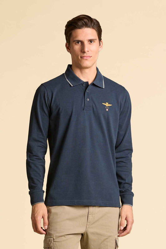 AERONAUTICA MILITARE | Polo basica manica lunga in cotone