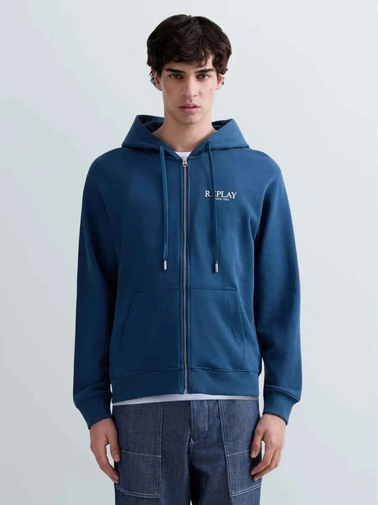 REPLAY | Felpa in cotone con zip e cappuccio TERRY
