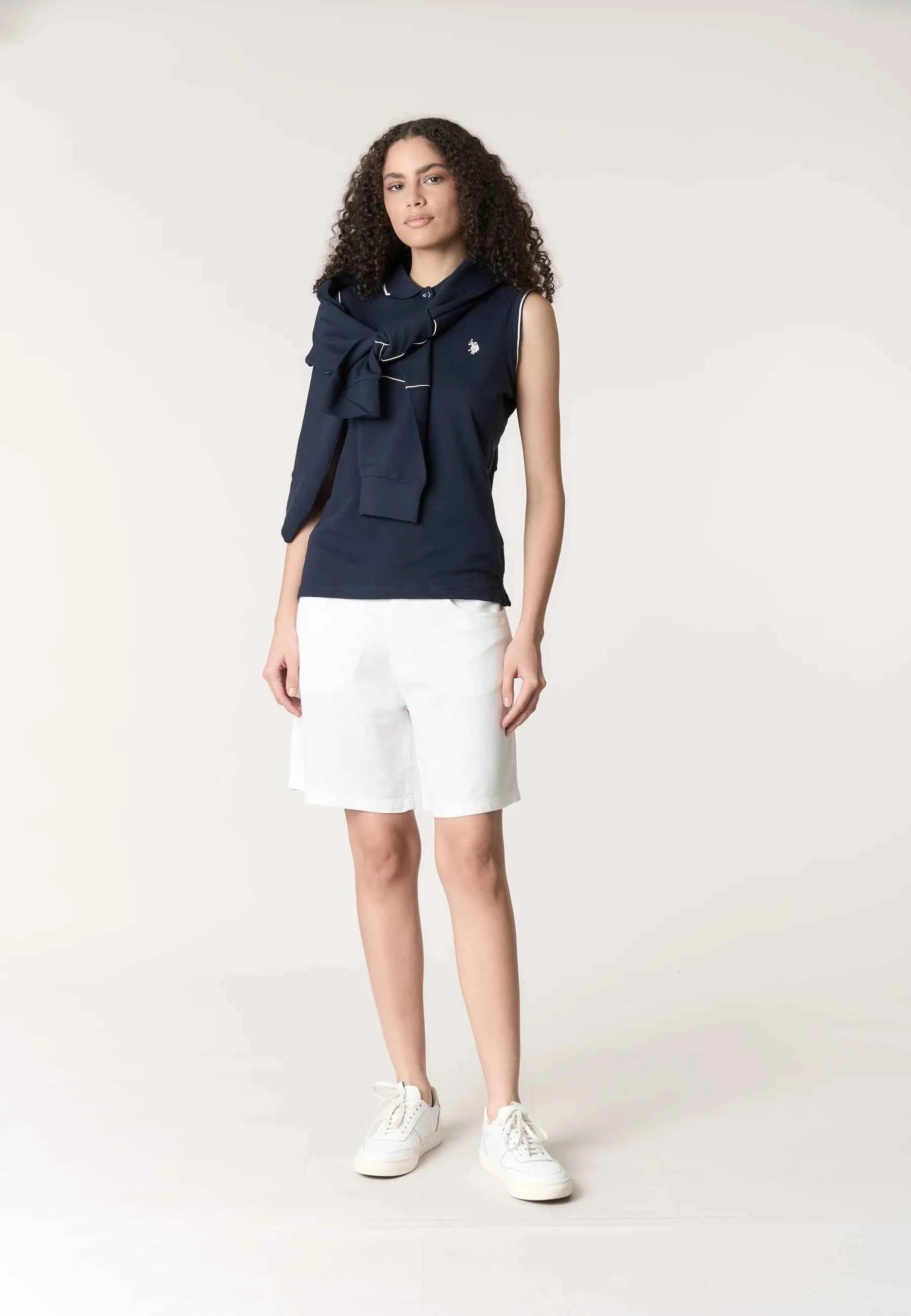 US POLO ASSN | Polo shirt da donna senza maniche in cotone micropiquet
