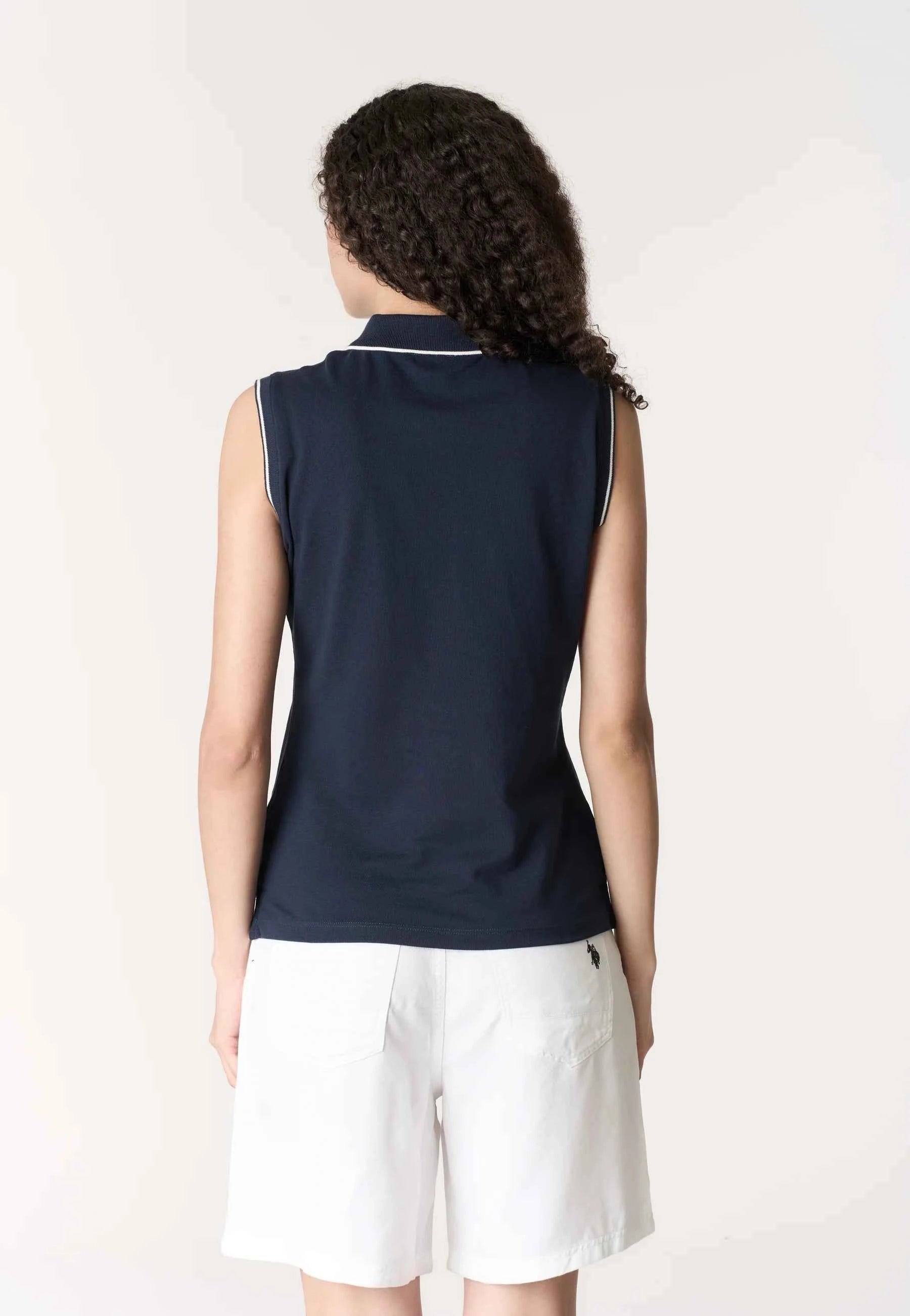 US POLO ASSN | Polo shirt da donna senza maniche in cotone micropiquet