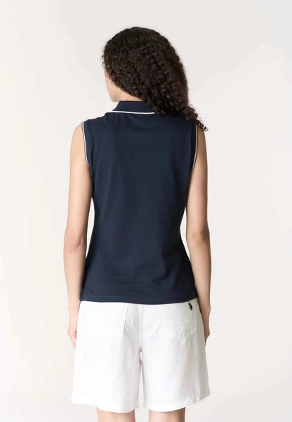 US POLO ASSN | Polo shirt da donna senza maniche in cotone micropiquet
