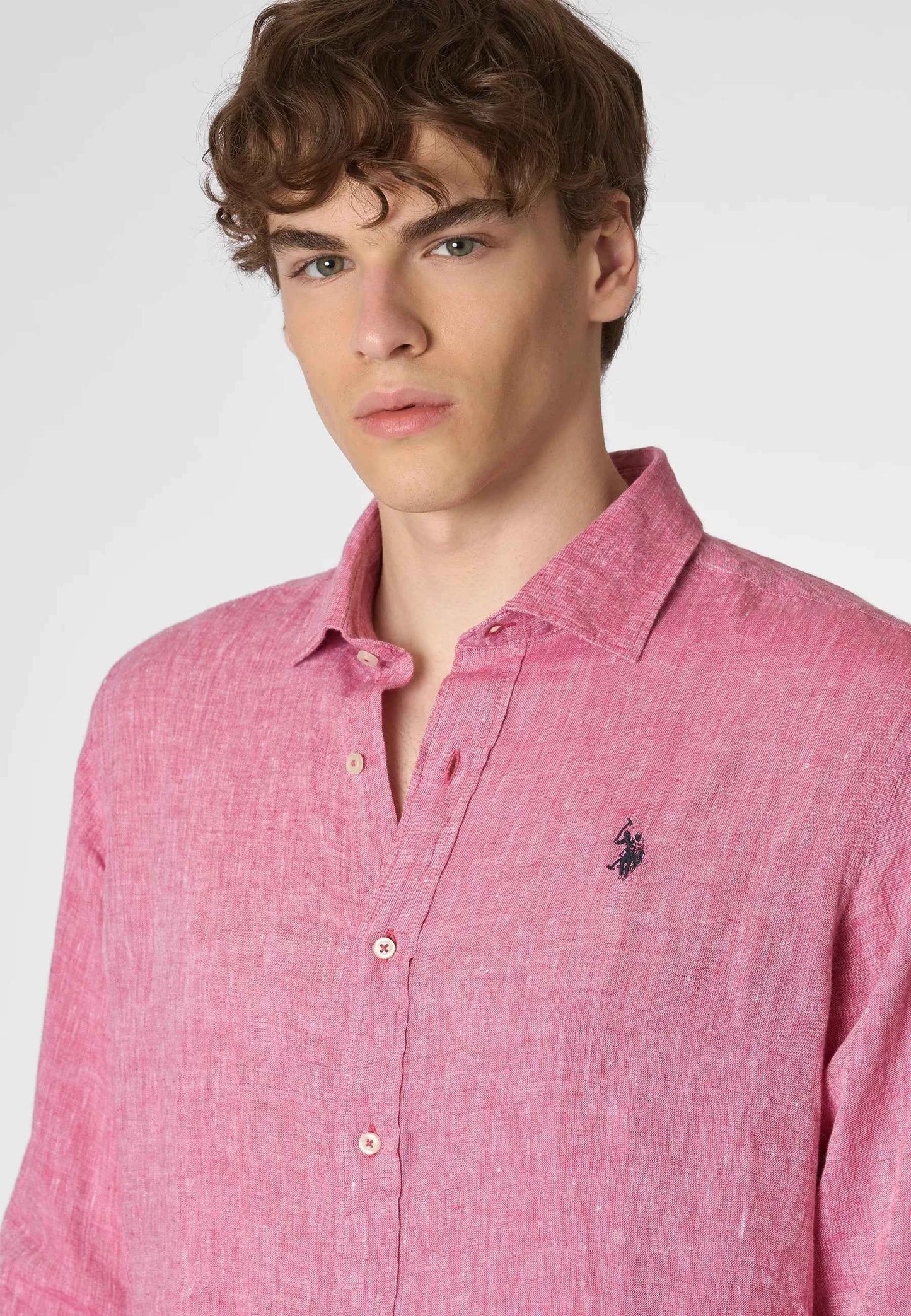 US POLO | Camicia in lino uomo con collo francese CALE