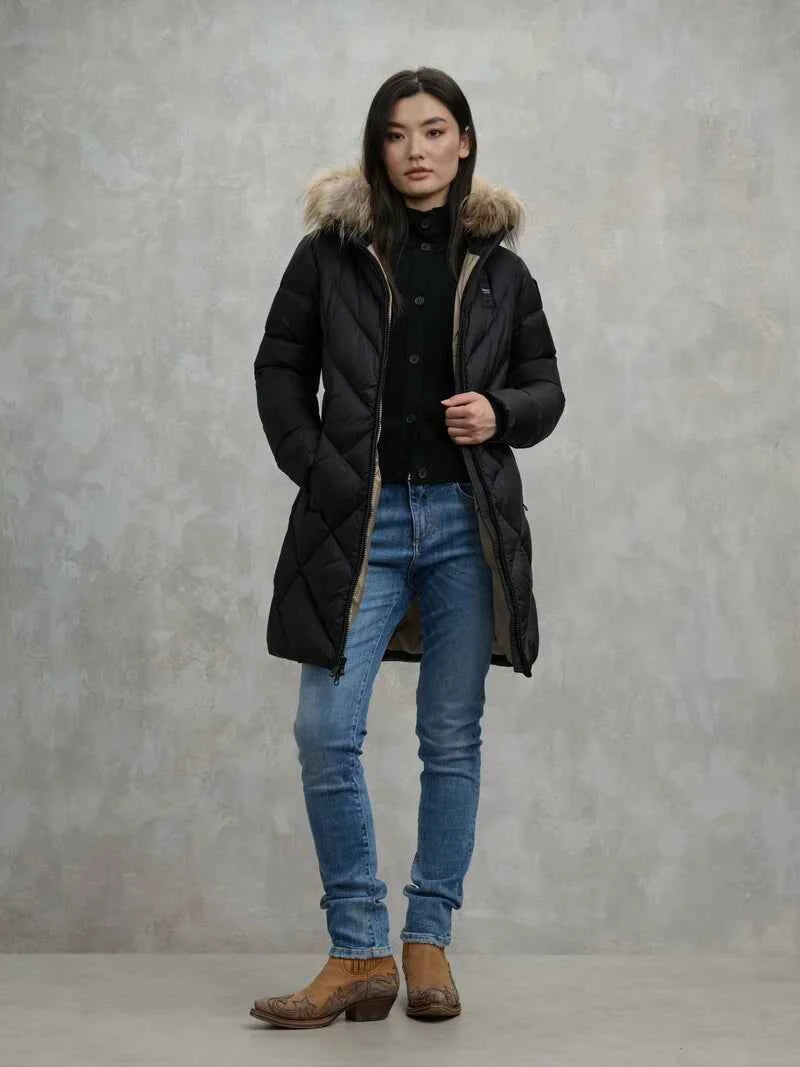 BLAUER | Piumino lungo a linee geometriche ALTHEA