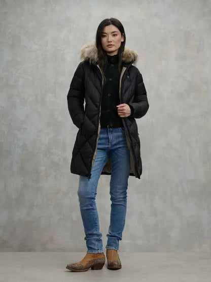 BLAUER | Piumino lungo a linee geometriche ALTHEA