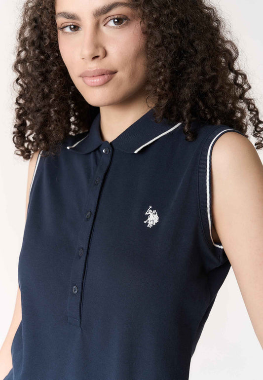 US POLO ASSN | Polo shirt da donna senza maniche in cotone micropiquet