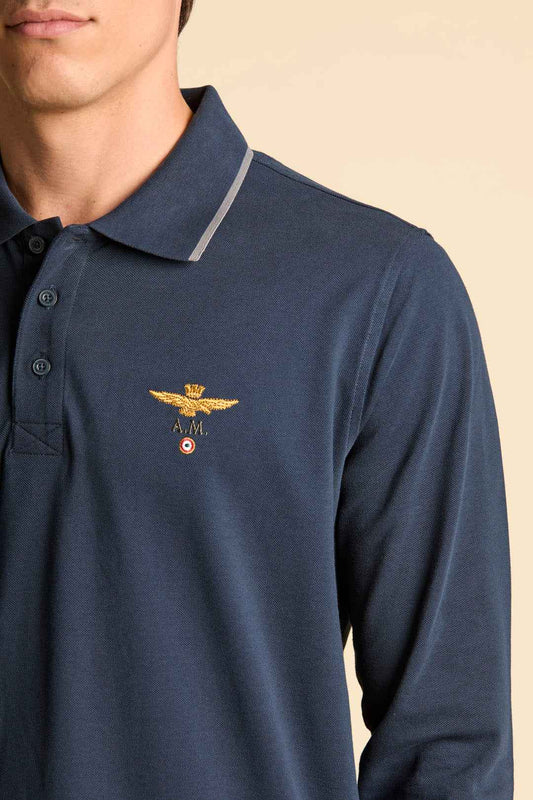 AERONAUTICA MILITARE | Polo basica manica lunga in cotone