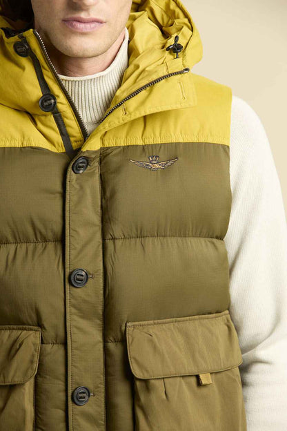 AERONAUTICA MILITARE | Gilet imbottito bicolore con cappuccio
