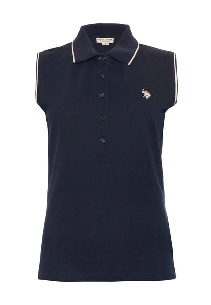 US POLO ASSN | Polo shirt da donna senza maniche in cotone micropiquet