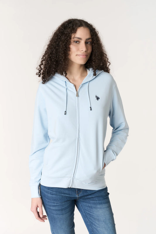 US POLO ASSN | Felpa da donna in cotone con cappuccio e chiusura full zip - Proposta Legend