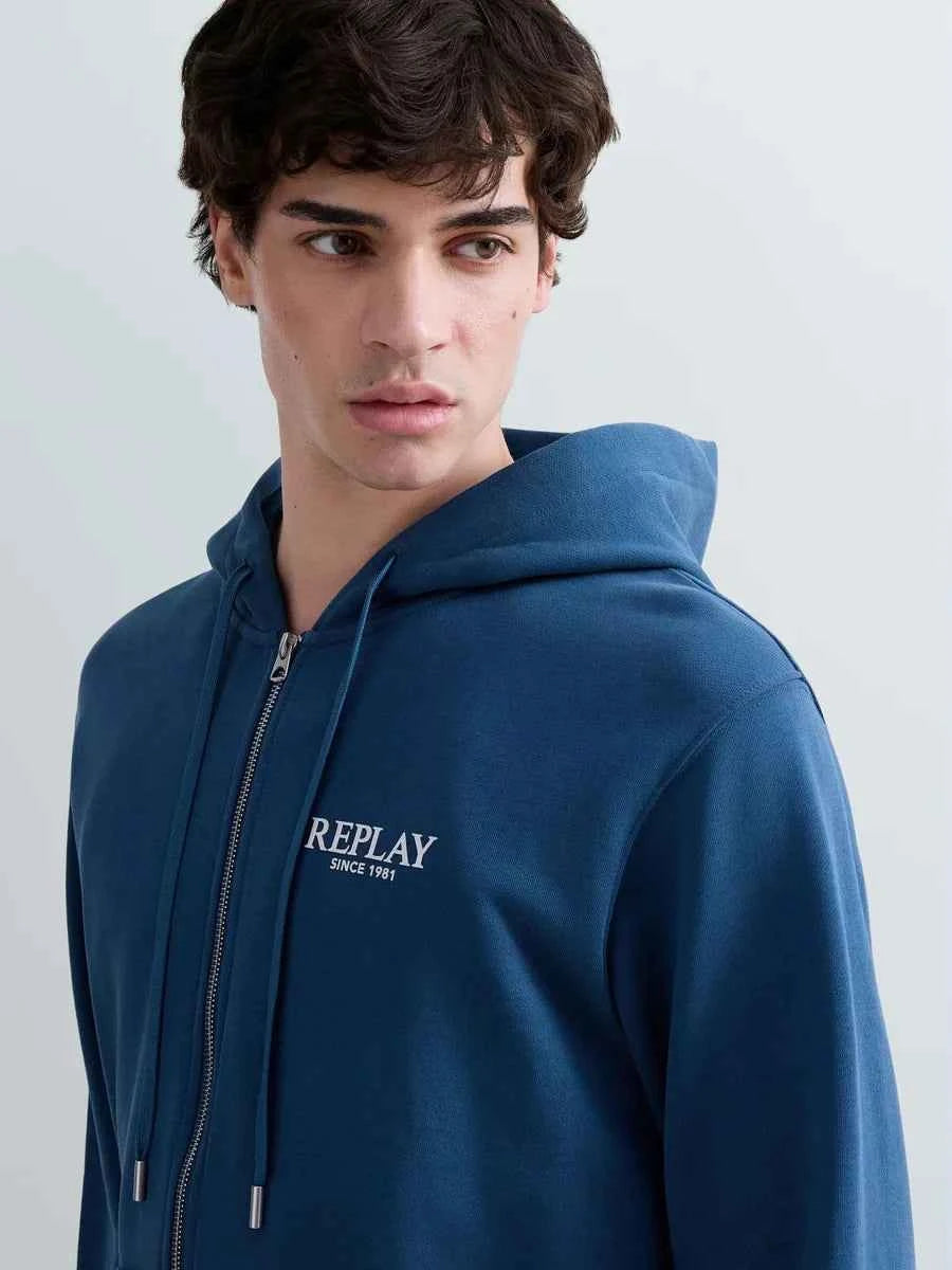 REPLAY | Felpa in cotone con zip e cappuccio TERRY