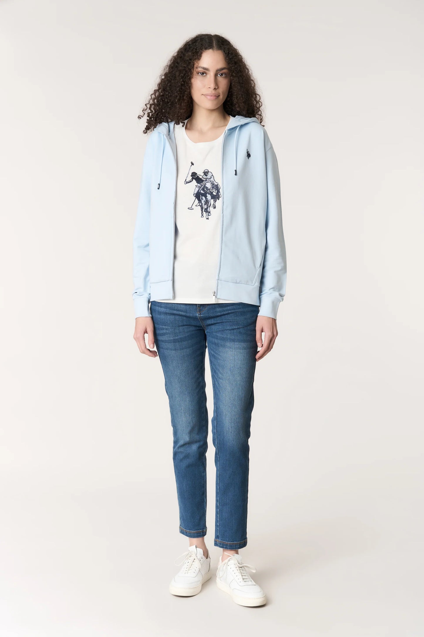 US POLO ASSN | Felpa da donna in cotone con cappuccio e chiusura full zip - Proposta Legend