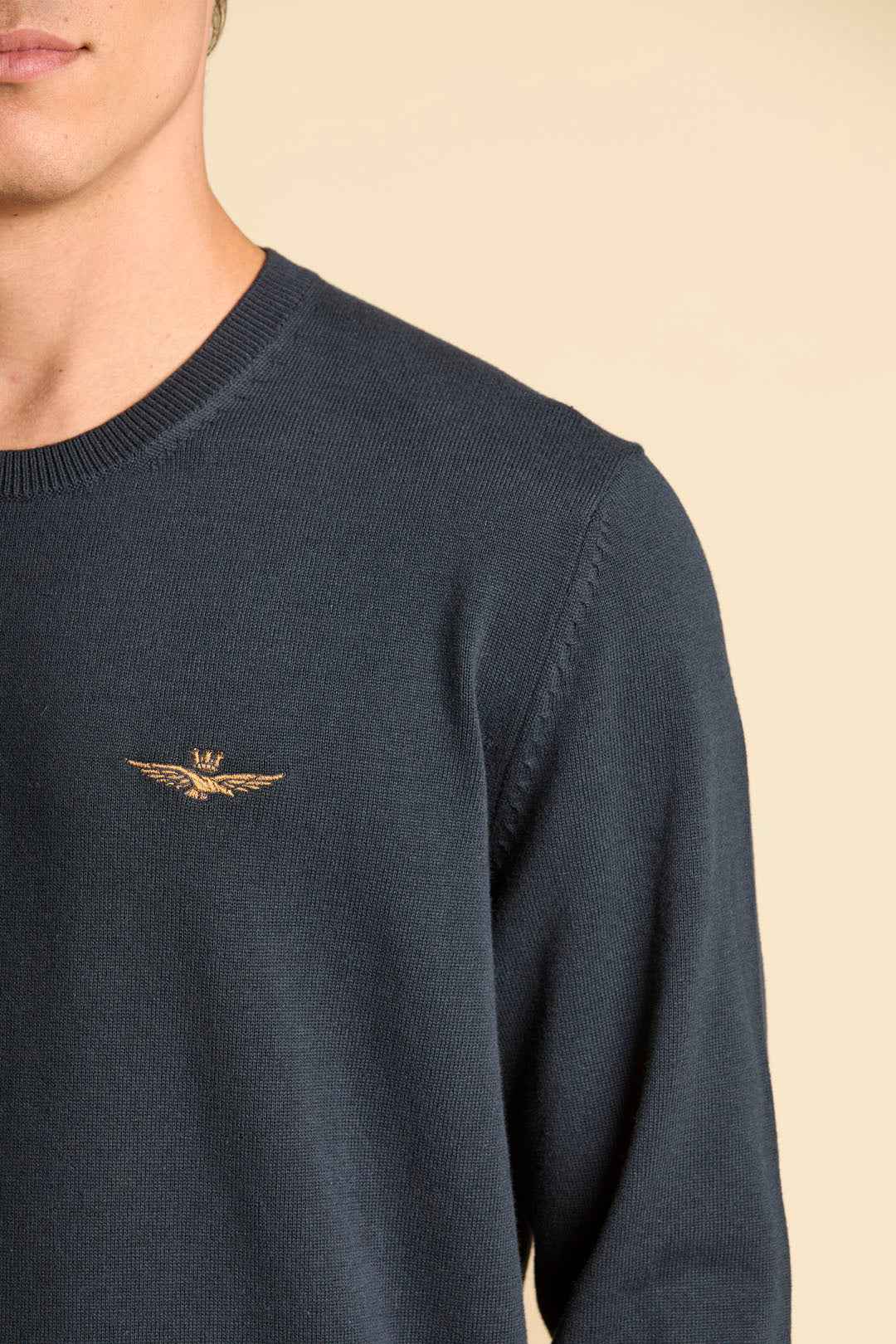 AERONAUTICA MILITARE | Maglia girocollo in cotone tinto filo