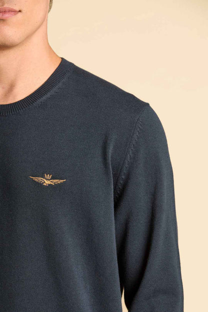 AERONAUTICA MILITARE | Maglia girocollo in cotone tinto filo