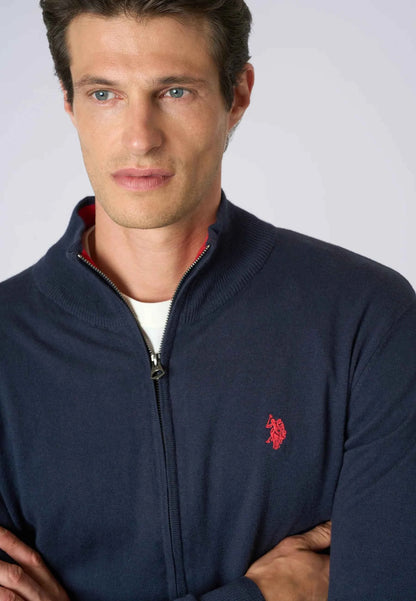 US POLO ASSN | Maglia cotone e cashmere collo a lupetto e chiusura zip