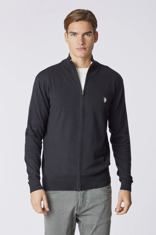 US POLO ASSN | Maglia cotone e cashmere collo a lupetto e chiusura zip