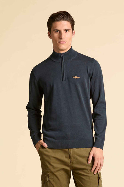 AERONAUTICA MILITARE | Maglia a mezza zip in cotone