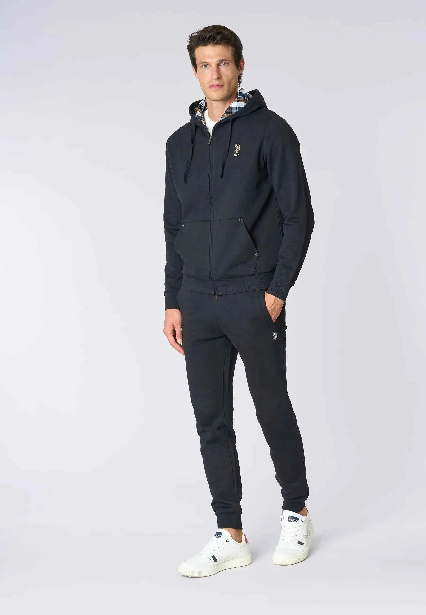 US POLO ASSN | Felpa in cotone con cappuccio tartan e zip - Proposta Legend
