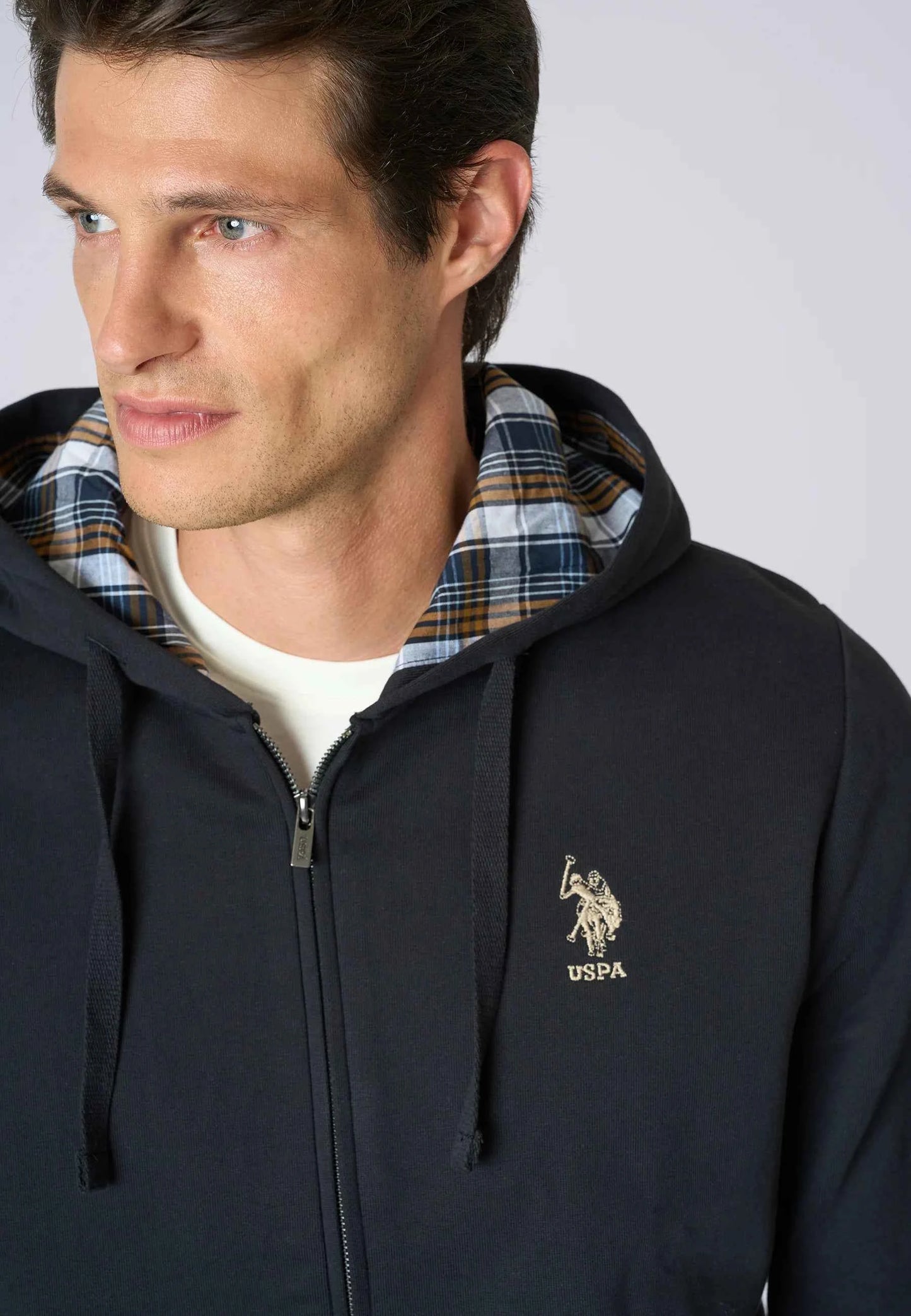 US POLO ASSN | Felpa in cotone con cappuccio tartan e zip - Proposta Legend