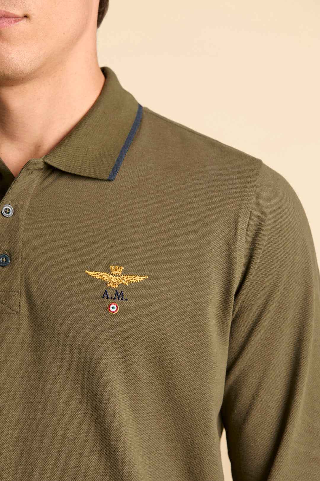AERONAUTICA MILITARE | Polo basica manica lunga in cotone