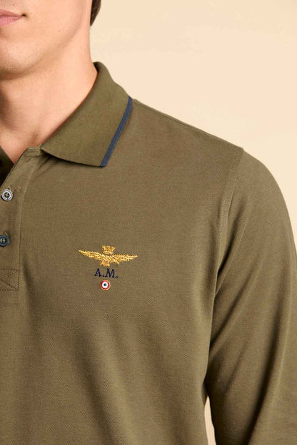 AERONAUTICA MILITARE | Polo basica manica lunga in cotone