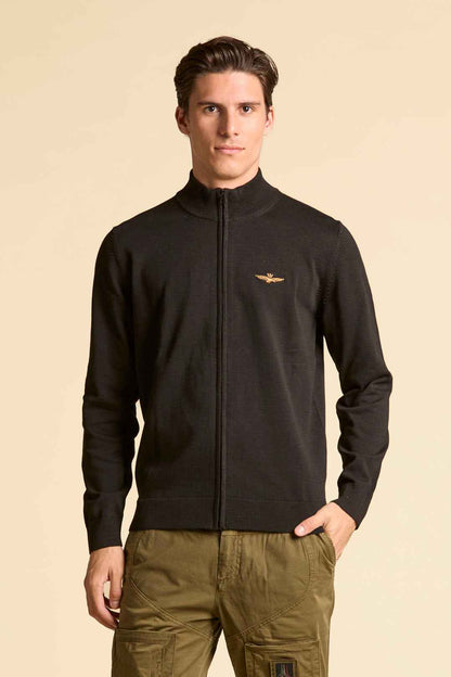 AERONAUTICA MILITARE | Maglia FULL zip in cotone tinto filo