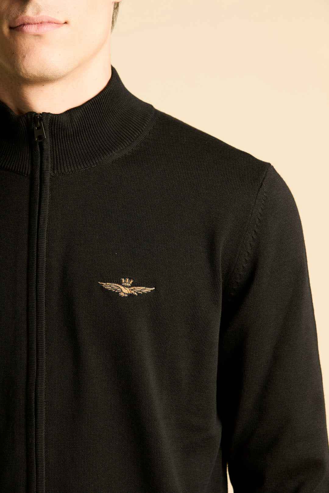 AERONAUTICA MILITARE | Maglia FULL zip in cotone tinto filo