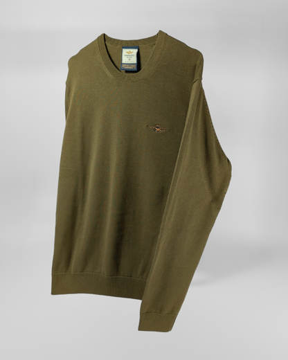 AERONAUTICA MILITARE | Maglia girocollo in cotone tinto filo