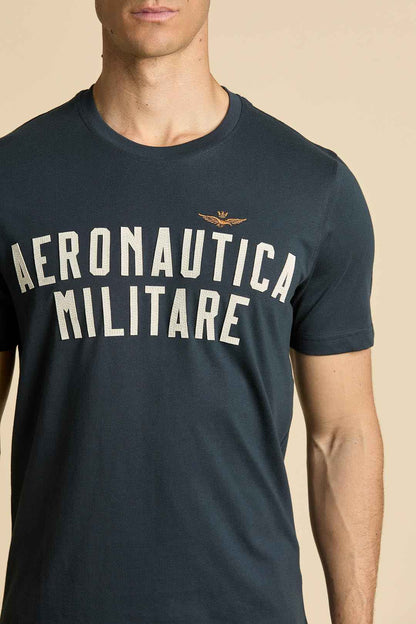 AERONAUTICA MILITARE | T-shirt in cotone con logo in feltro