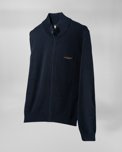 AERONAUTICA MILITARE | Maglia FULL zip in cotone tinto filo