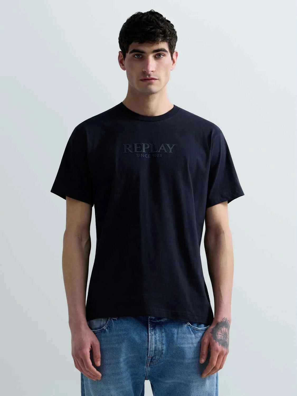 REPLAY | T-Shirt in jersey con logo in rilievo