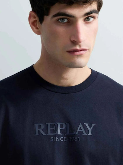 REPLAY | T-Shirt in jersey con logo in rilievo